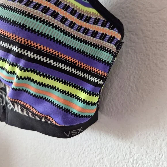 Victorias Secret US Sz 36C VSX Multicolor Zigzag Pattern Zip Front Sports Bra - Picture 5 of 8